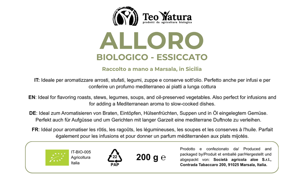 Foglie di Alloro Essiccato Biologico 200 gr