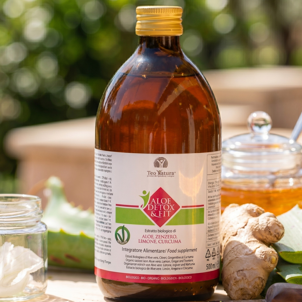Detox & Fit – Succo Bio Aloe Vera, Zenzero, Limone e Curcuma | Depurativo e Digestivo