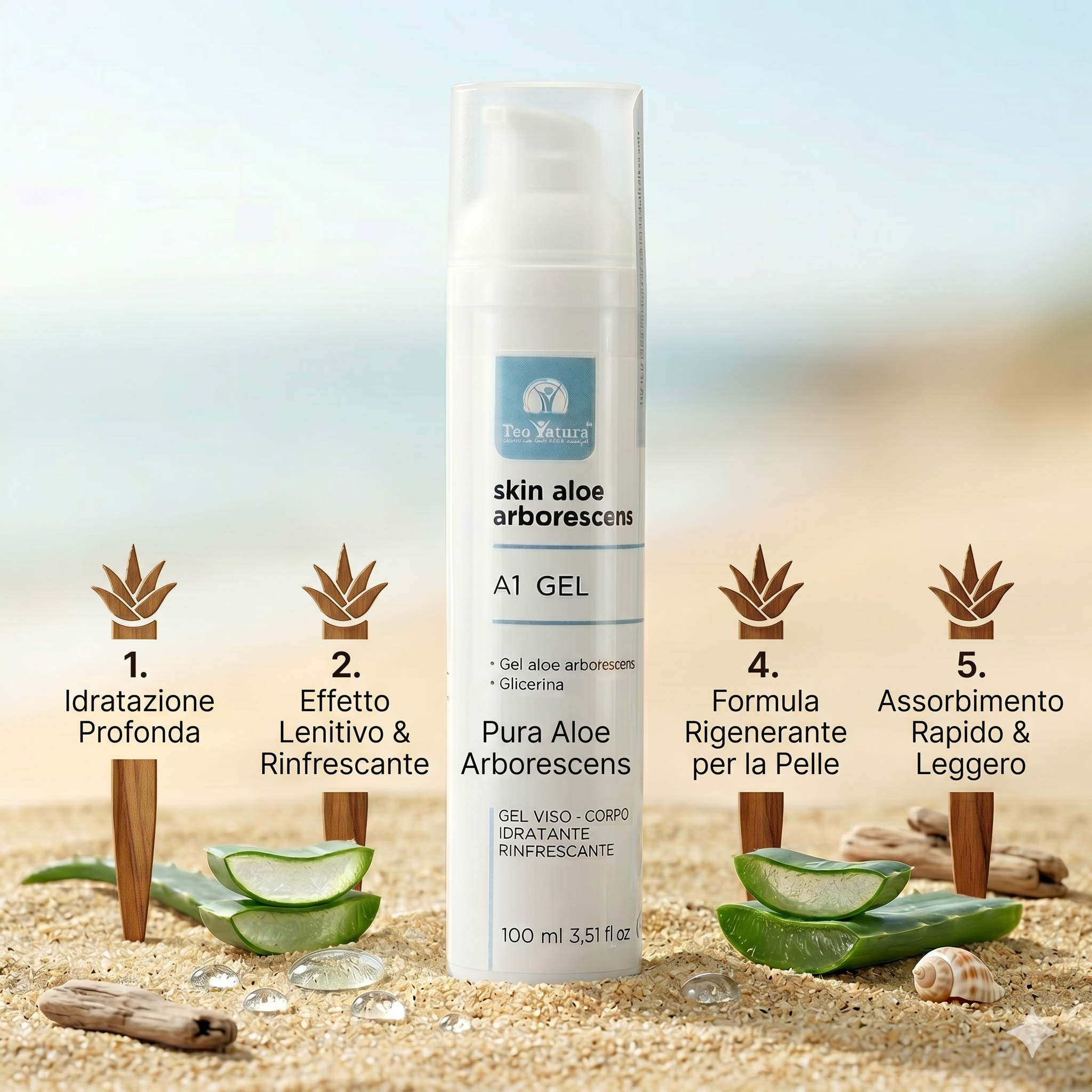 Gel Viso e Corpo Bio Aloe Arborescens 100ml | A1 Gel