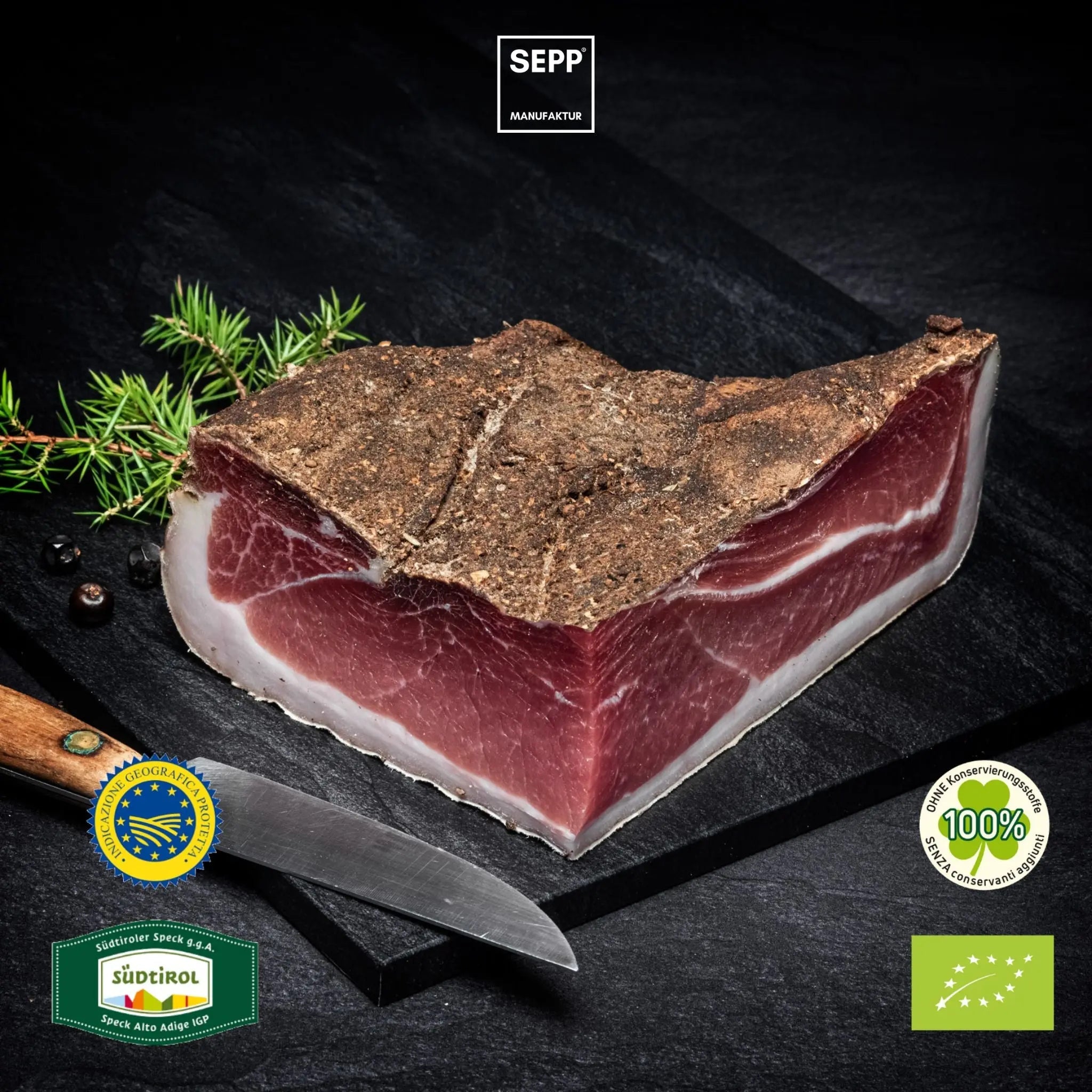 SEPP' BIO-Südtiroler Speck g.g.A. - 'Das Viertel' ohne Pökelsalz (IT BIO 013)