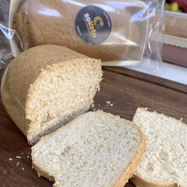 Pan Bauletto Keto Low Carb 12g Proteine 7,7 Carb per 100g - SOKETO Pane Proteico 30g Fibre Olio Cocco - Basso IG per Diabetici Tipo Sandwich - 250g